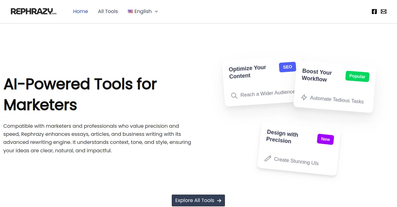 Screenshot of Rephrazy – An AI tool in the ,AI Rewriter ,AI Paraphraser ,AI Grammar Checker ,AI Content Detector  category, showcasing its interface and key features.