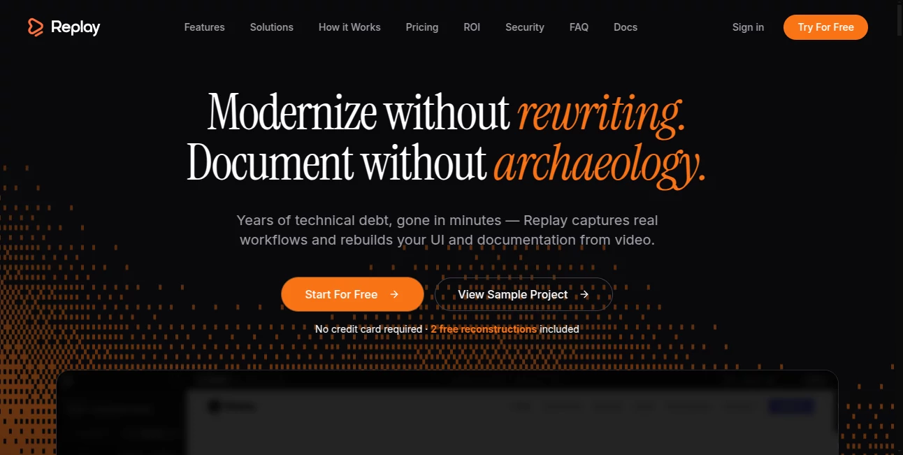 Screenshot of Replay.build – An AI tool in the ,AI Recording ,AI Productivity Tools ,AI Team Collaboration ,AI Video Recording  category, showcasing its interface and key features.