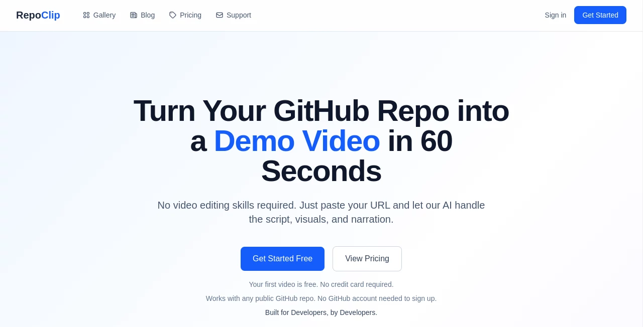 Screenshot of RepoClip – An AI tool in the ,AI Code Assistant ,AI Developer Tools ,AI Knowledge Management  category, showcasing its interface and key features.