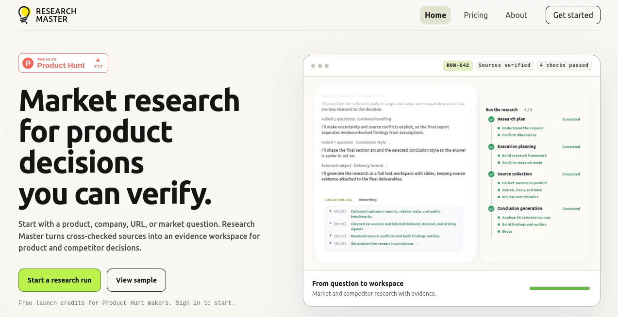 Screenshot of Research Master – An AI tool in the ,AI Report Writing ,AI Research Tool ,AI Presentation Generator  category, showcasing its interface and key features.