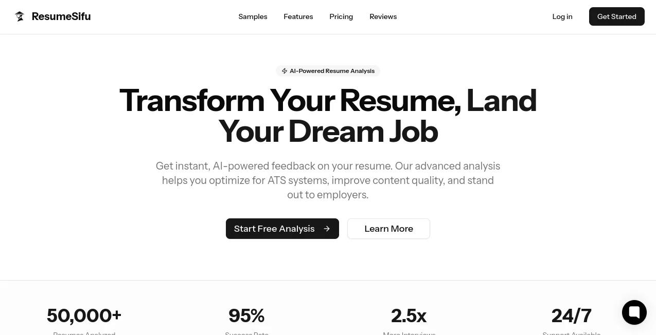 Screenshot of ResumeSifu – An AI tool in the ,AI Writing Assistants ,AI Life Assistant ,AI Resume Builder ,AI Productivity Tools  category, showcasing its interface and key features.
