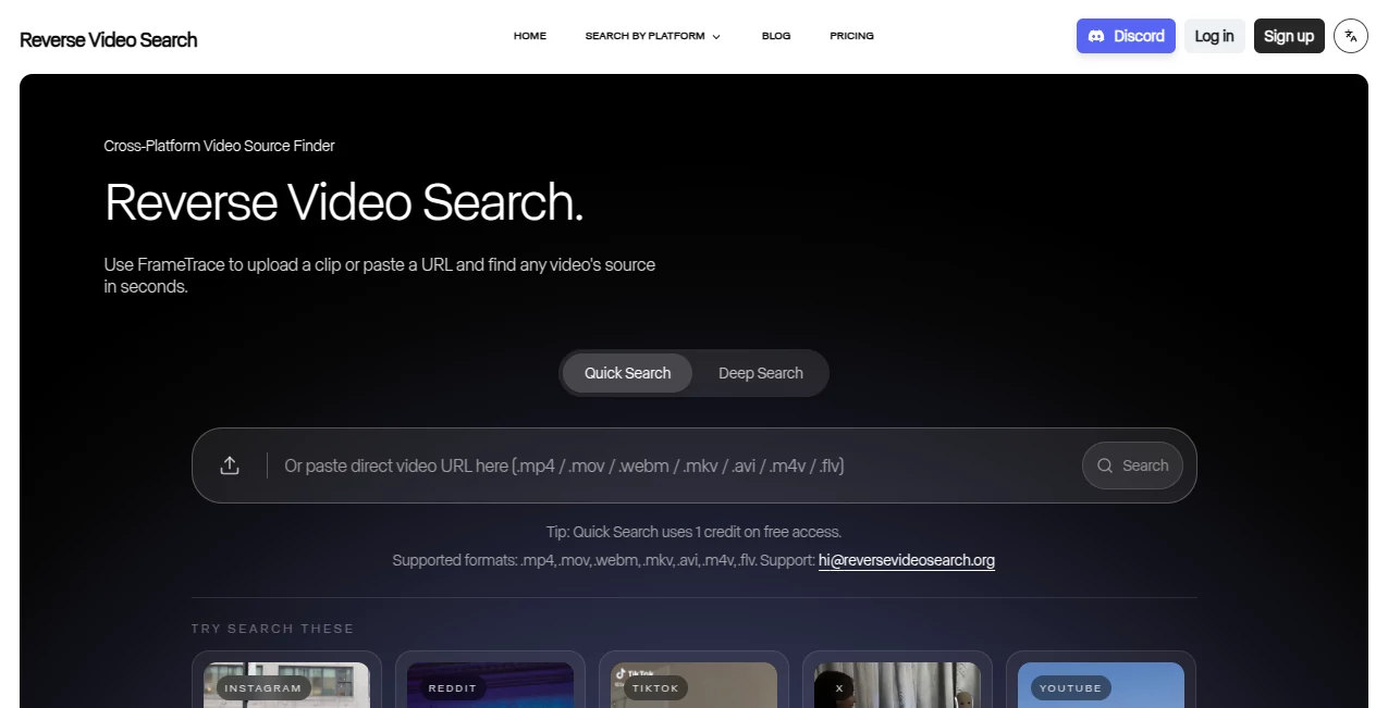 Screenshot of Reverse Video Search – An AI tool in the ,AI Repurpose Assistant ,AI Content Detector ,AI Search Engine  category, showcasing its interface and key features.