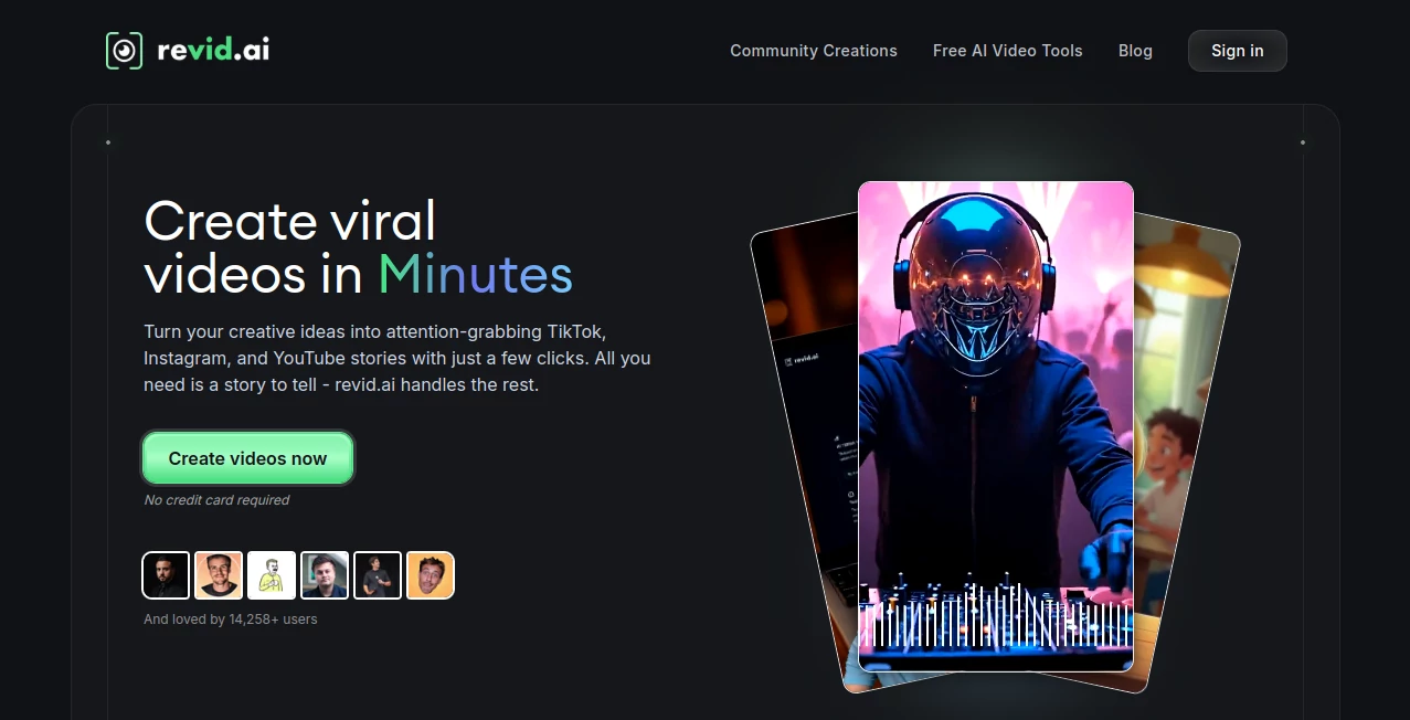 Screenshot of Revid AI – An AI tool in the ,AI Content Generator ,AI Video Generator ,AI Social Media Assistant ,AI Script Writing  category, showcasing its interface and key features.