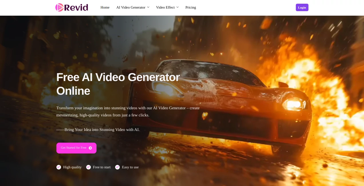 Screenshot of Revid – An AI tool in the ,AI Image to Video ,AI Video Generator ,AI Text to Video  category, showcasing its interface and key features.