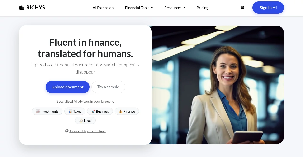 Screenshot of RICHYS – An AI tool in the ,AI Documents Assistant ,AI Accounting Assistant ,AI Translate ,AI Content Generator  category, showcasing its interface and key features.