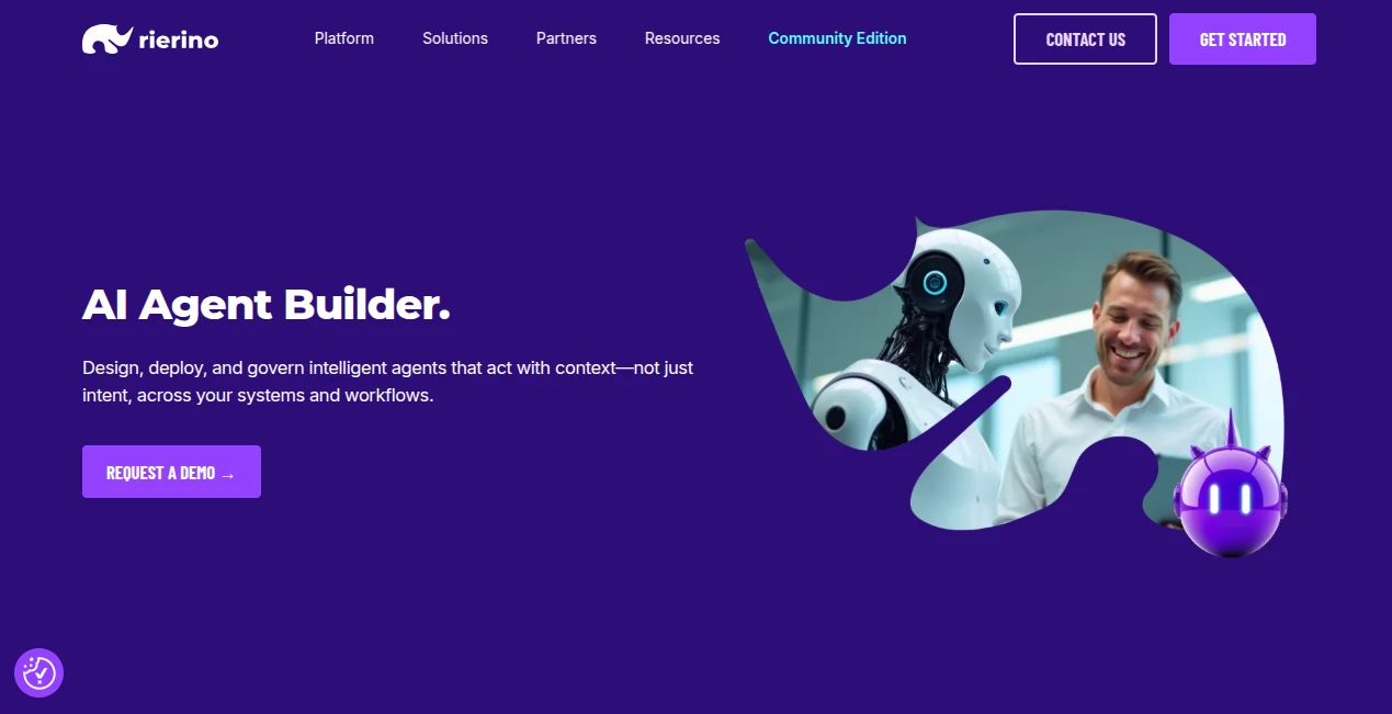Screenshot of Rierino AI Agent Builder – An AI tool in the ,AI Workflow Management ,AI API Design ,AI Business Ideas Generator ,AI Developer Tools  category, showcasing its interface and key features.