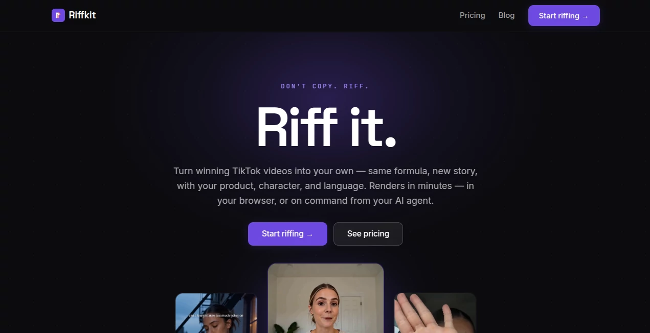 Screenshot of RiffKit – An AI tool in the ,AI Music Generator ,AI Voice & Audio Editing ,AI Text to Music ,AI Fun Tools  category, showcasing its interface and key features.