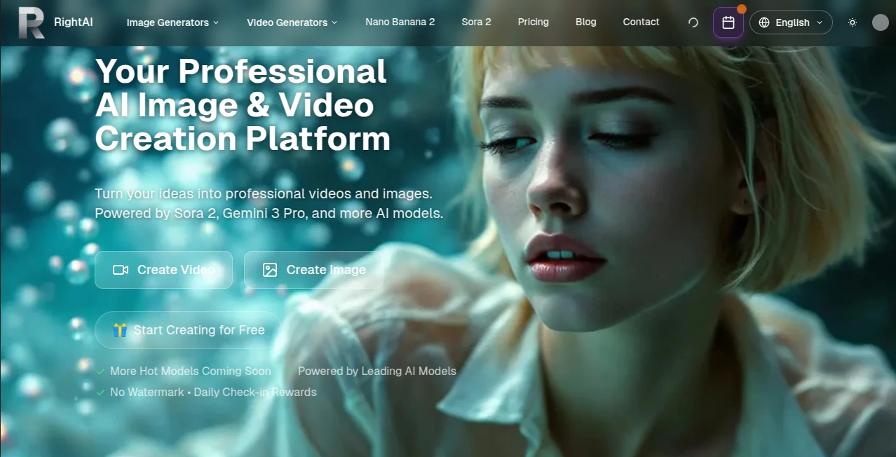 Screenshot of RightAI – An AI tool in the ,AI Image to Video ,AI Text to Video ,AI Video Generator ,AI Art Generator  category, showcasing its interface and key features.