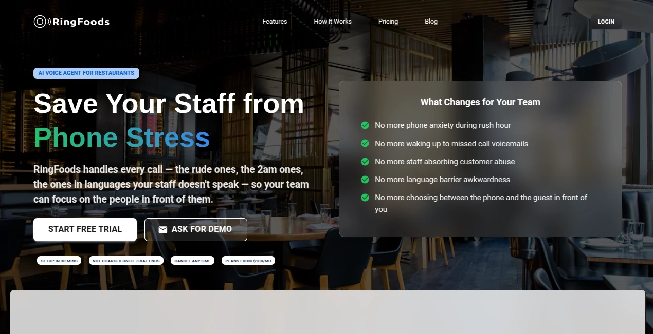 Screenshot of RingFoods – An AI tool in the ,AI Voice Assistants ,AI Customer Service Assistant ,AI Voice & Audio Editing  category, showcasing its interface and key features.