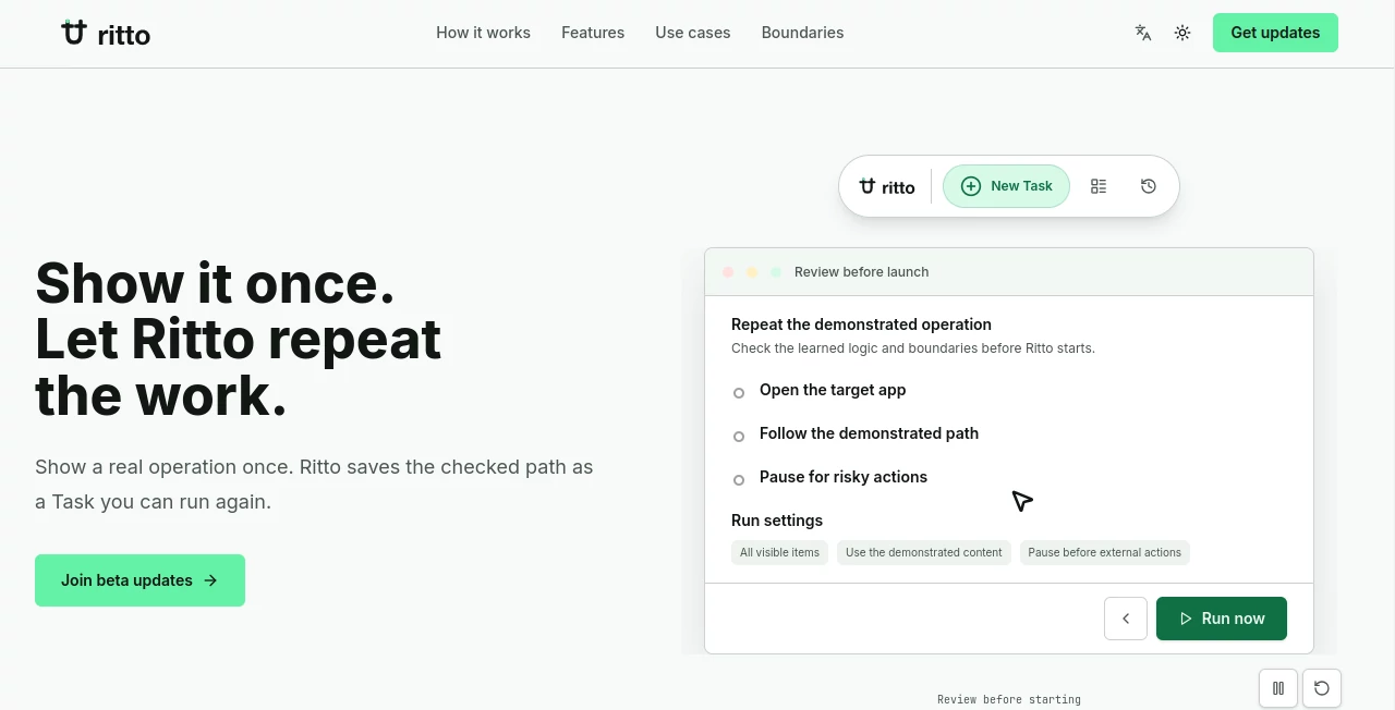 Screenshot of RITRO – An AI tool in the ,AI Knowledge Base ,AI Knowledge Management ,AI Productivity Tools ,AI Team Collaboration  category, showcasing its interface and key features.