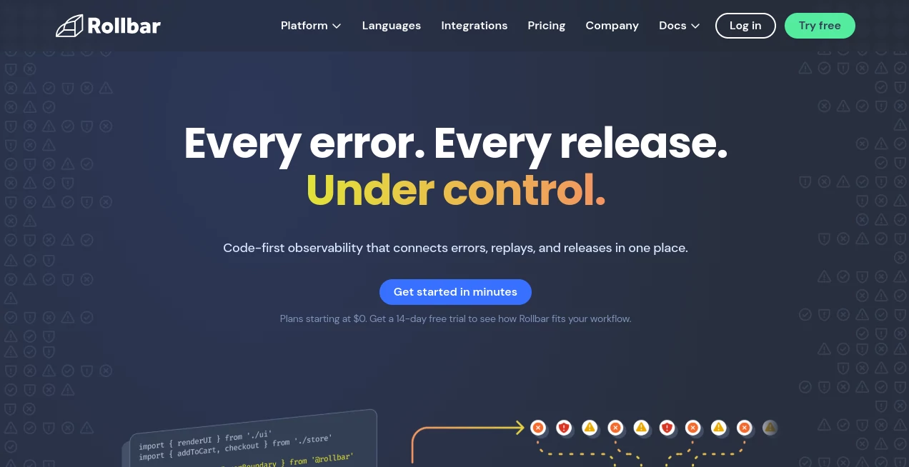 Screenshot of Rollbar – An AI tool in the ,AI DevOps Assistant ,AI Code Assistant ,AI Monitor & Report Builder ,AI Developer Tools  category, showcasing its interface and key features.