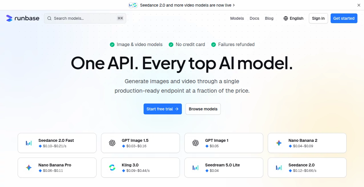 Screenshot of Runbase – An AI tool in the ,AI Image to Video ,AI Video Generator ,AI API Design ,AI Developer Tools  category, showcasing its interface and key features.