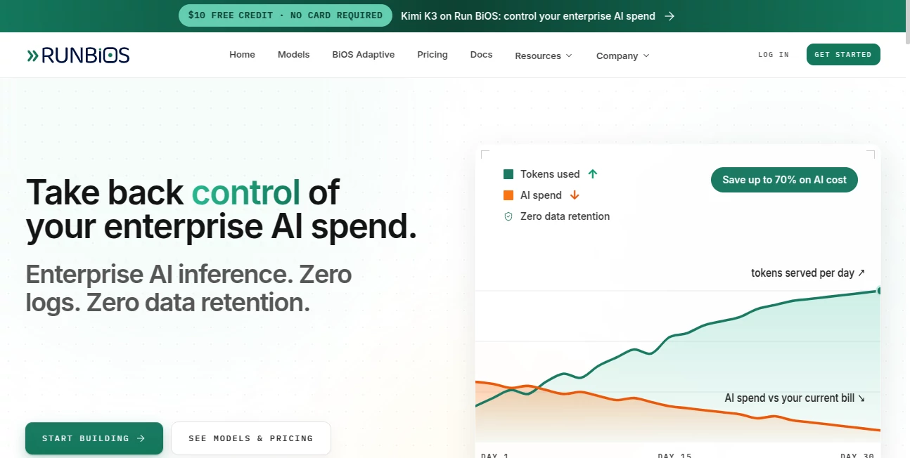 Screenshot of RUN BiOS – An AI tool in the ,AI API Design ,Large Language Models (LLMs) ,AI Developer Tools  category, showcasing its interface and key features.