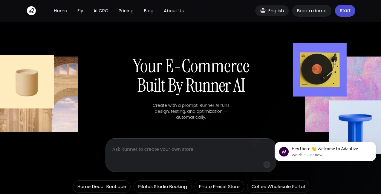 Screenshot of Runner AI – An AI tool in the ,AI Website Builder ,AI Marketing Plan Generator ,AI Analytics Assistant ,AI E-commerce Assistant  category, showcasing its interface and key features.