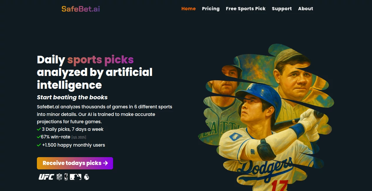 Screenshot of SafeBet – An AI tool in the ,AI Sports  category, showcasing its interface and key features.