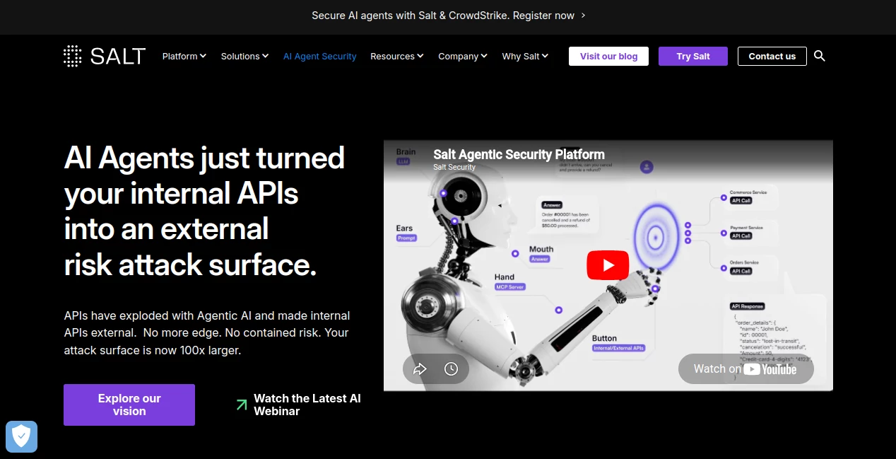 Screenshot of Salt Agentic AI – An AI tool in the ,AI API Design ,AI Developer Tools  category, showcasing its interface and key features.