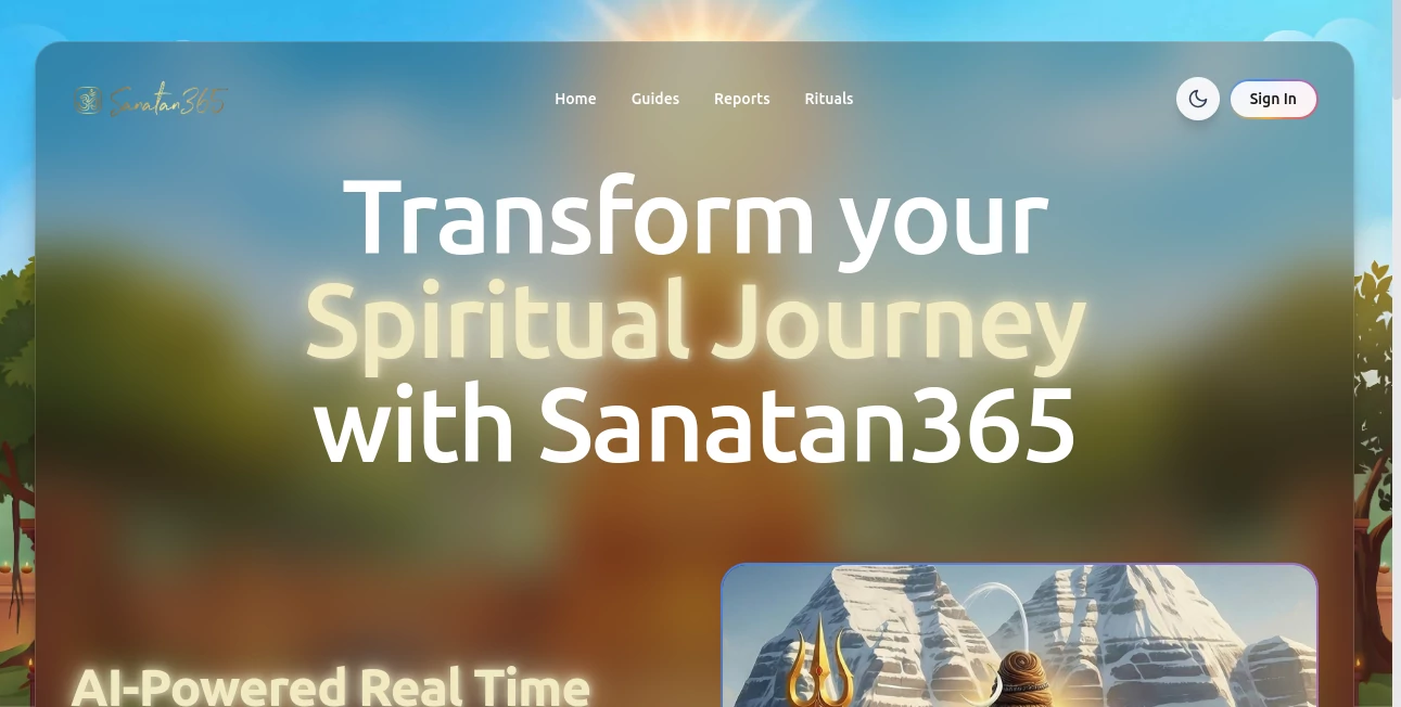Screenshot of Sanatan365 – An AI tool in the ,AI Life Assistant ,AI Religion  category, showcasing its interface and key features.