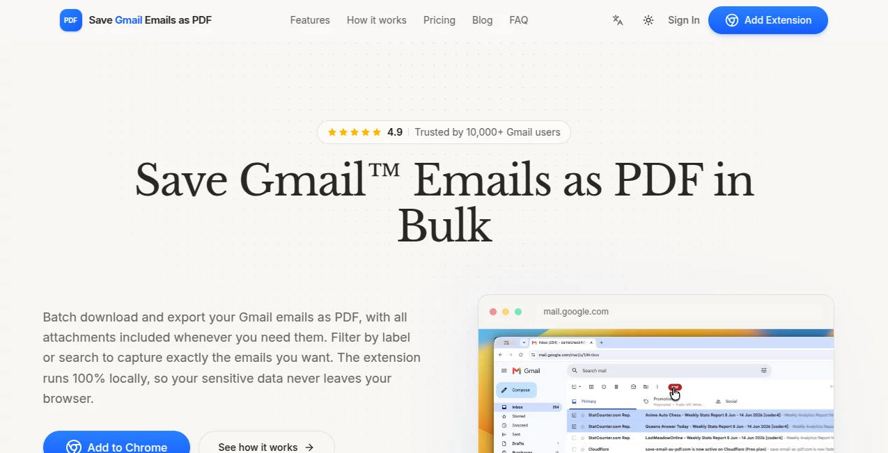 Screenshot of Save Email as PDF – An AI tool in the ,AI PDF ,AI Productivity Tools ,AI Workflow Management ,AI Documents Assistant  category, showcasing its interface and key features.