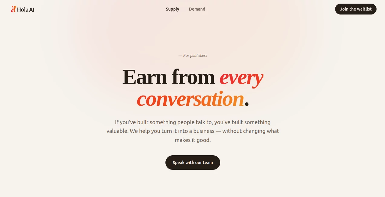 Screenshot of Hola AI – An AI tool in the ,AI Advertising Assistant ,AI Analytics Assistant ,AI Marketing Plan Generator ,AI Digital Marketing Generator  category, showcasing its interface and key features.