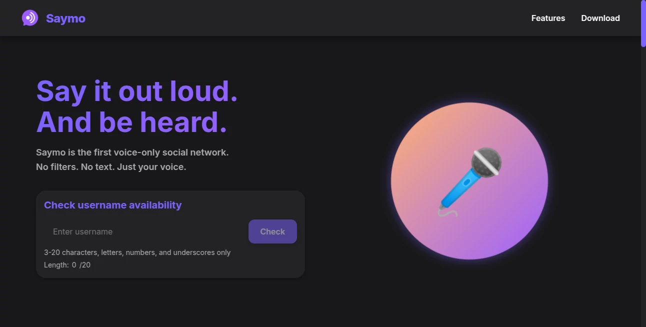 Screenshot of Saymo – An AI tool in the ,AI UGC Video Generator ,AI Video Generator ,AI Advertising Assistant ,AI Digital Marketing Generator  category, showcasing its interface and key features.