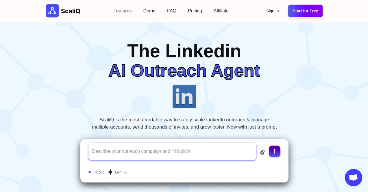 Screenshot of ScaliQ – An AI tool in the ,AI Lead Generation ,AI Sales Assistant ,AI Social Media Assistant ,AI CRM Assistant  category, showcasing its interface and key features.