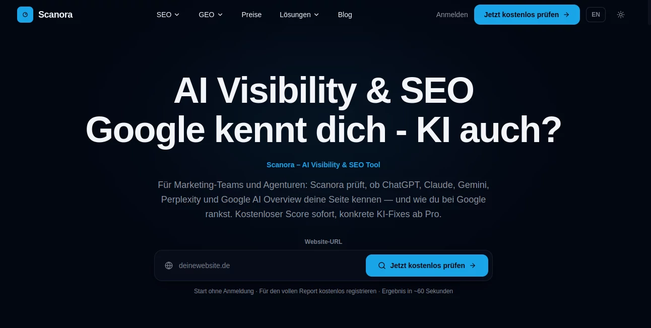 Screenshot of Scanora AI – An AI tool in the ,AI SEO Assistant ,AI Research Tool ,AI Analytics Assistant  category, showcasing its interface and key features.