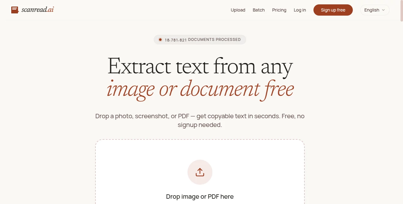 Screenshot of ScanRead AI – An AI tool in the ,AI PDF ,AI Productivity Tools ,AI Document Extraction ,AI Files Assistant  category, showcasing its interface and key features.