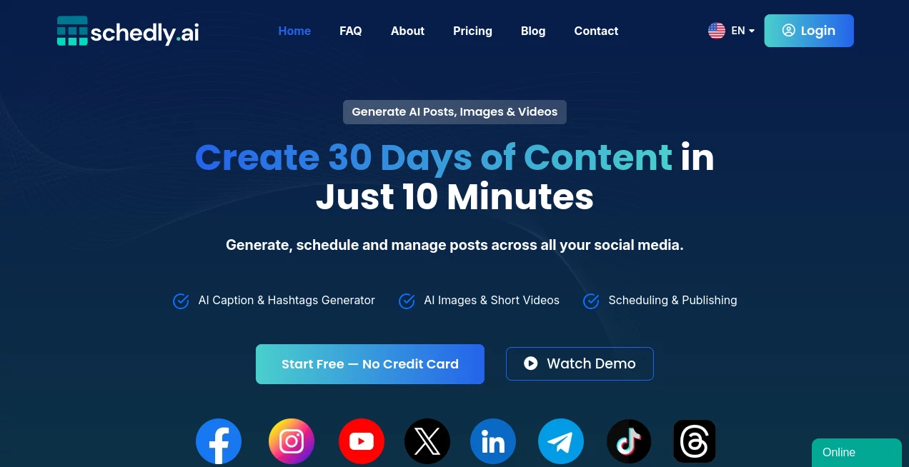 Screenshot of Schedly – An AI tool in the ,AI Social Media Assistant ,AI Marketing Plan Generator ,AI Productivity Tools ,AI Scheduling  category, showcasing its interface and key features.