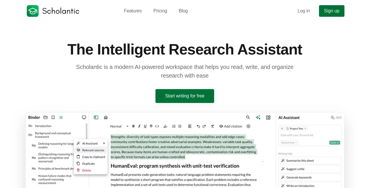 Screenshot of Scholantic – An AI tool in the ,AI Writing Assistants ,AI Tutorial ,AI Course ,AI Education Assistant  category, showcasing its interface and key features.