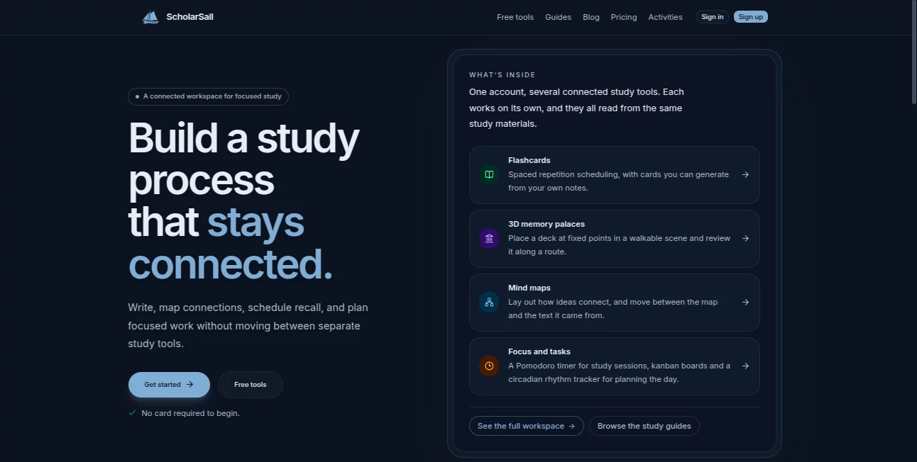 Screenshot of ScholarSail – An AI tool in the ,AI Mind Mapping ,AI Productivity Tools ,AI Task Management ,Education  category, showcasing its interface and key features.