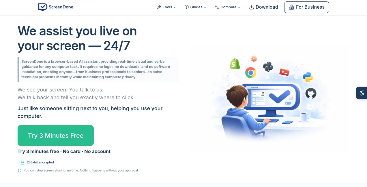 Screenshot of Screendone – An AI tool in the ,AI Video Editor ,AI Recording ,AI Productivity Tools ,AI Video Recording  category, showcasing its interface and key features.