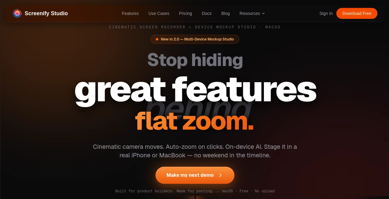 Screenshot of Screenify Studio – An AI tool in the ,AI Background Remover ,AI Video Recording ,AI Video Editor ,AI Captions or Subtitle  category, showcasing its interface and key features.
