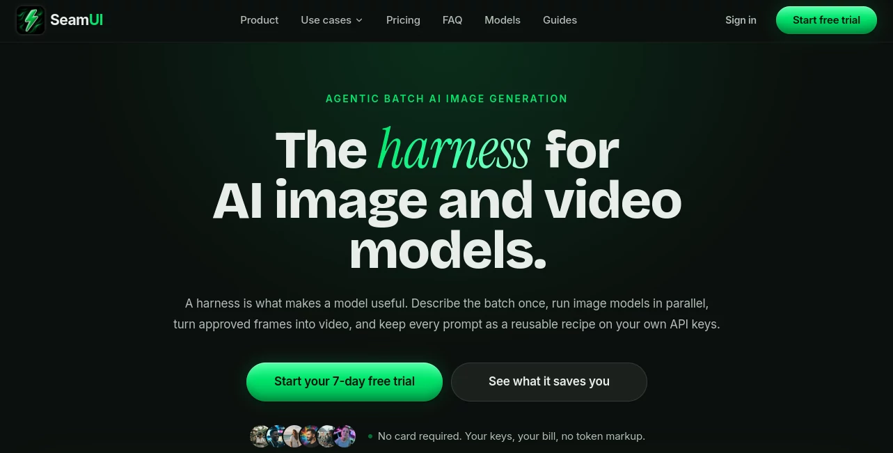 Screenshot of SeamUI – An AI tool in the ,AI Photo & Image Generator ,AI Image to Video ,AI Video Generator ,AI Workflow Management  category, showcasing its interface and key features.