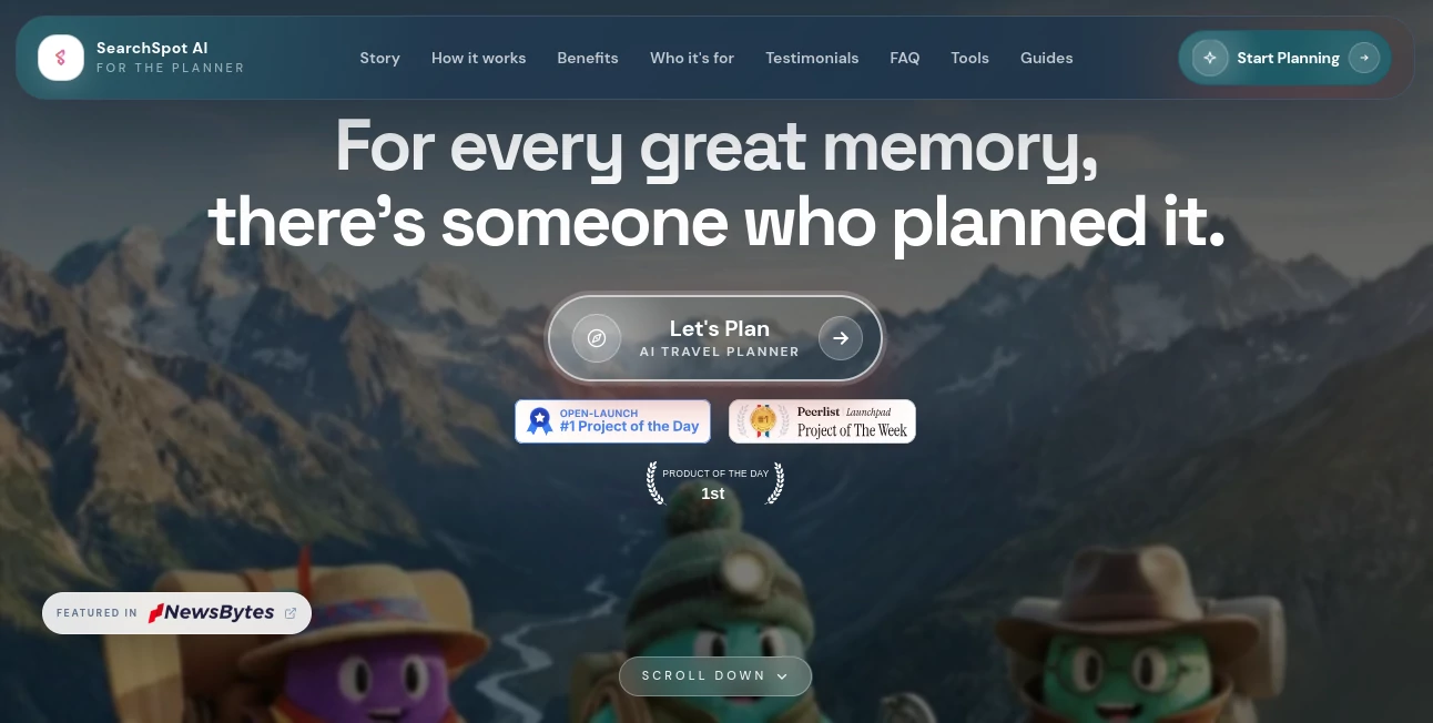 Screenshot of SearchSpot – An AI tool in the ,AI Life Assistant ,AI Research Tool ,AI Trip Planner  category, showcasing its interface and key features.