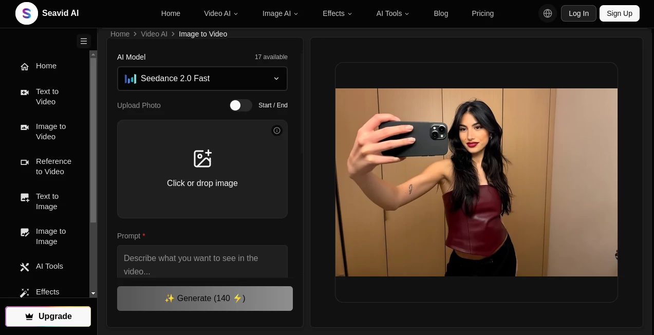 Screenshot of SeaVidGen Image to Video – An AI tool in the ,AI Animated Video ,AI Image to Video ,AI Video Generator ,Video  category, showcasing its interface and key features.