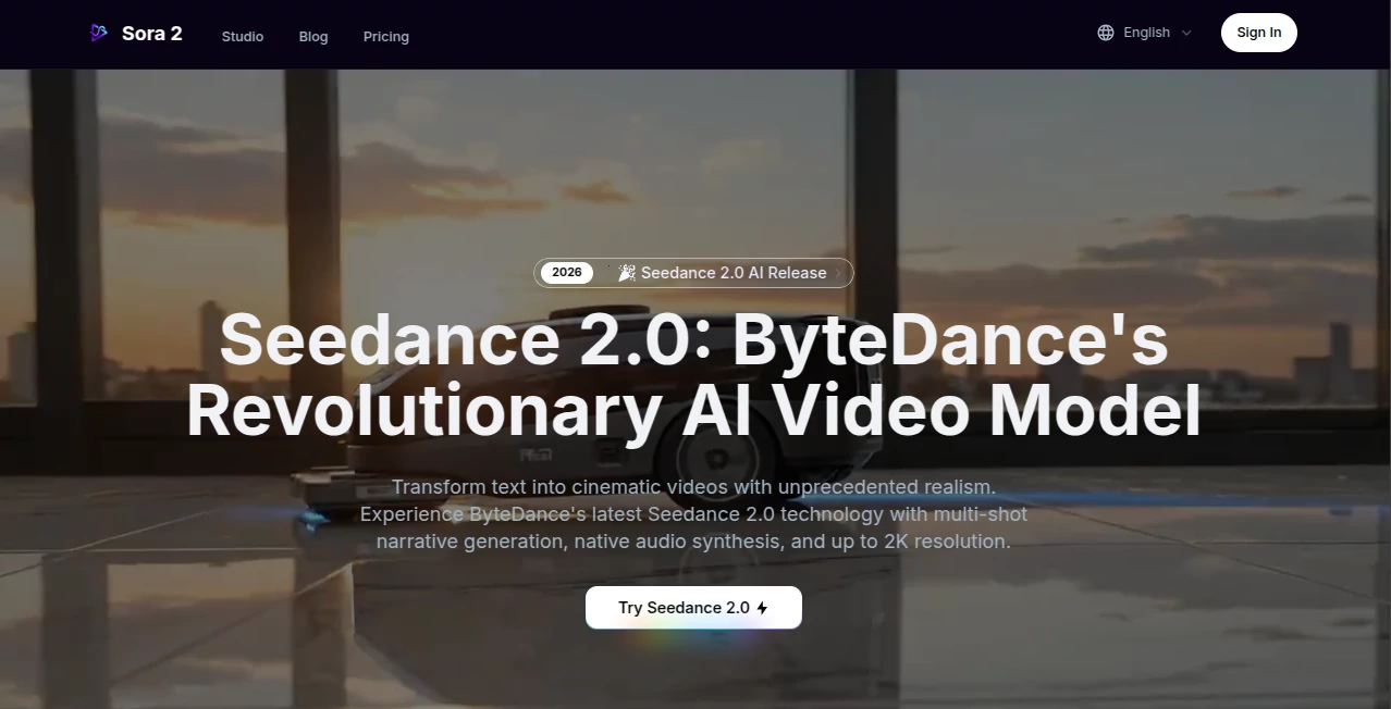 Screenshot of Seedance 2.0 AI – An AI tool in the ,AI Animated Video ,AI Image to Video ,AI Video Generator ,AI Text to Video  category, showcasing its interface and key features.