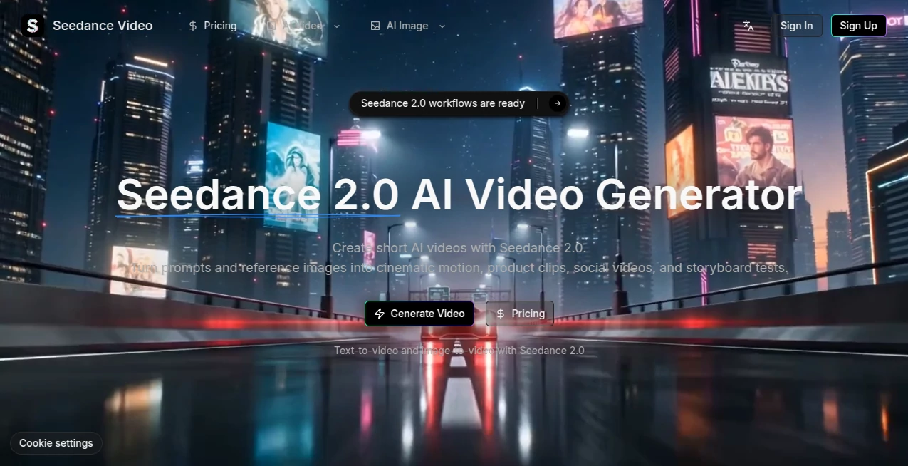 Screenshot of Seedance Video – An AI tool in the ,AI Image to Video ,AI Video Generator ,AI Video Editor ,AI Text to Video  category, showcasing its interface and key features.