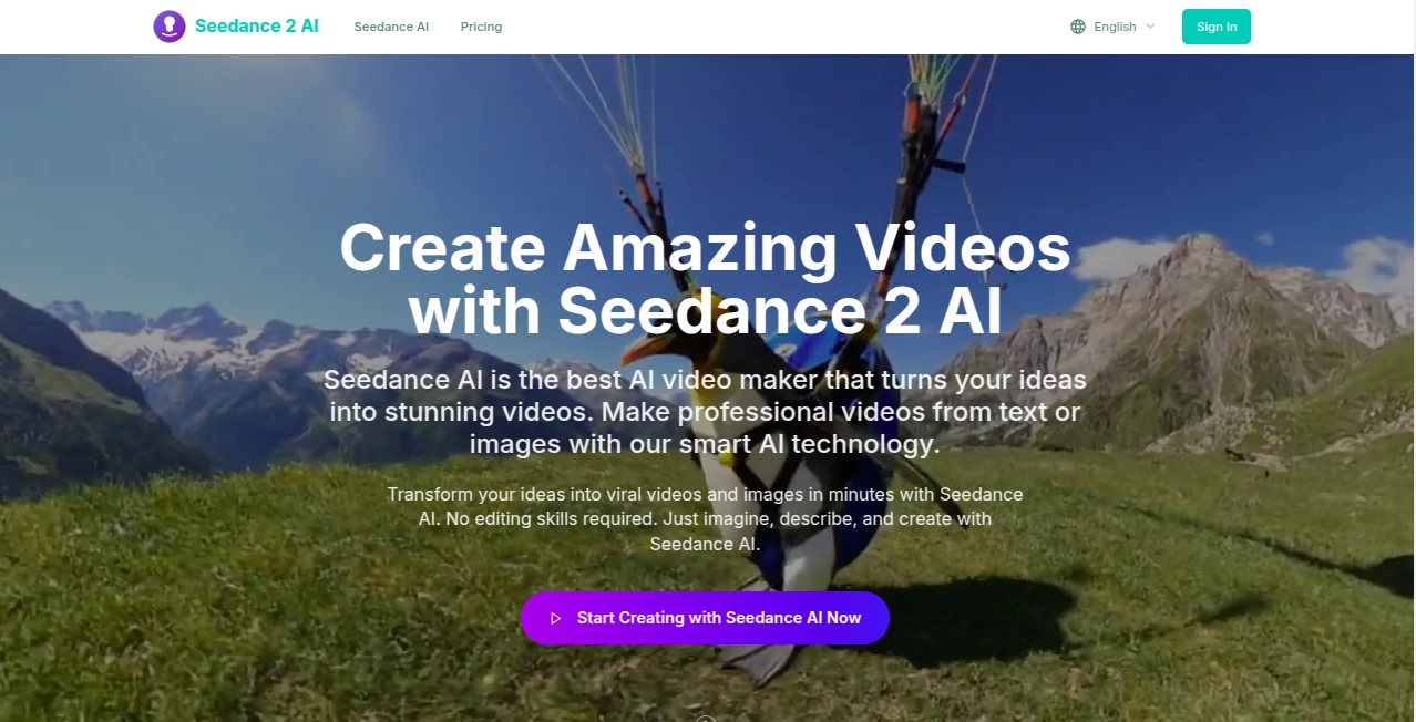 Screenshot of Seedance 2 AI – An AI tool in the ,AI Animated Video ,AI Image to Video ,AI Content Generator ,AI Video Generator  category, showcasing its interface and key features.