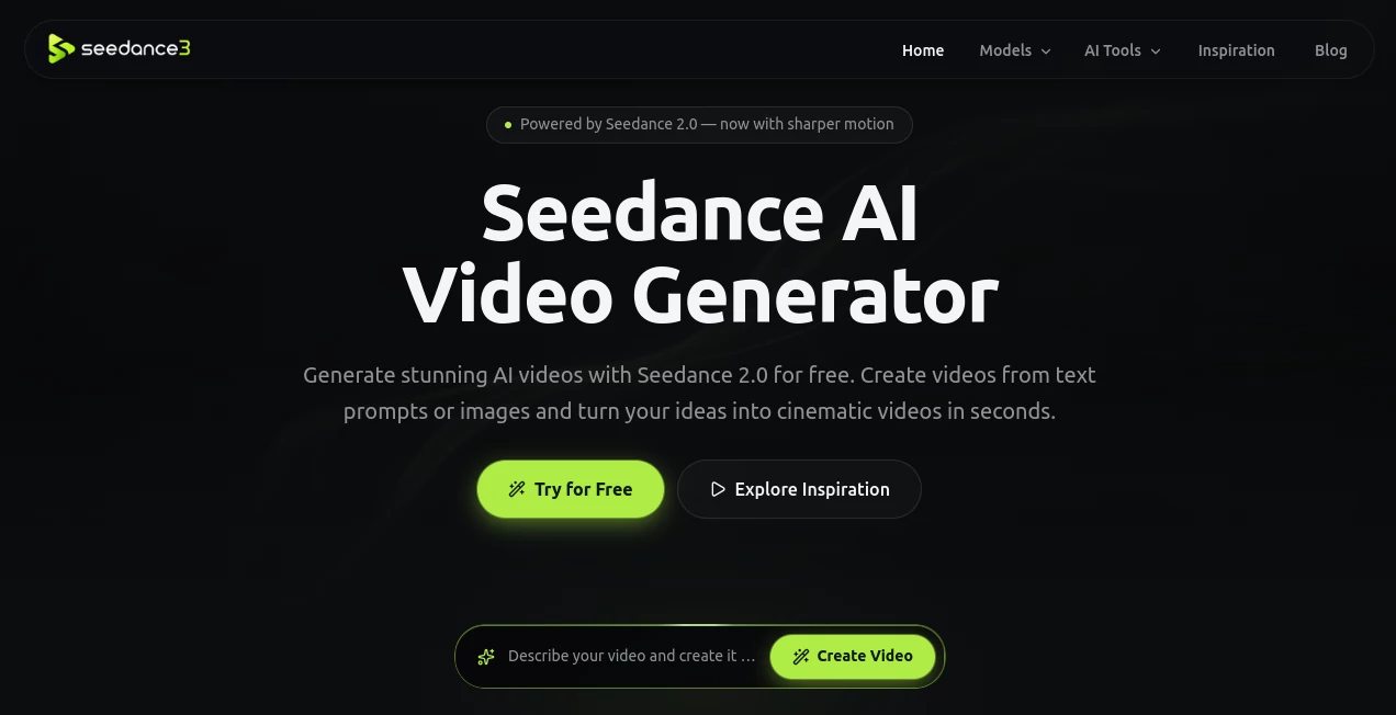 Screenshot of Seedance AI Video Generator – An AI tool in the ,AI Image to Video ,AI Video Generator ,AI Text to Video  category, showcasing its interface and key features.