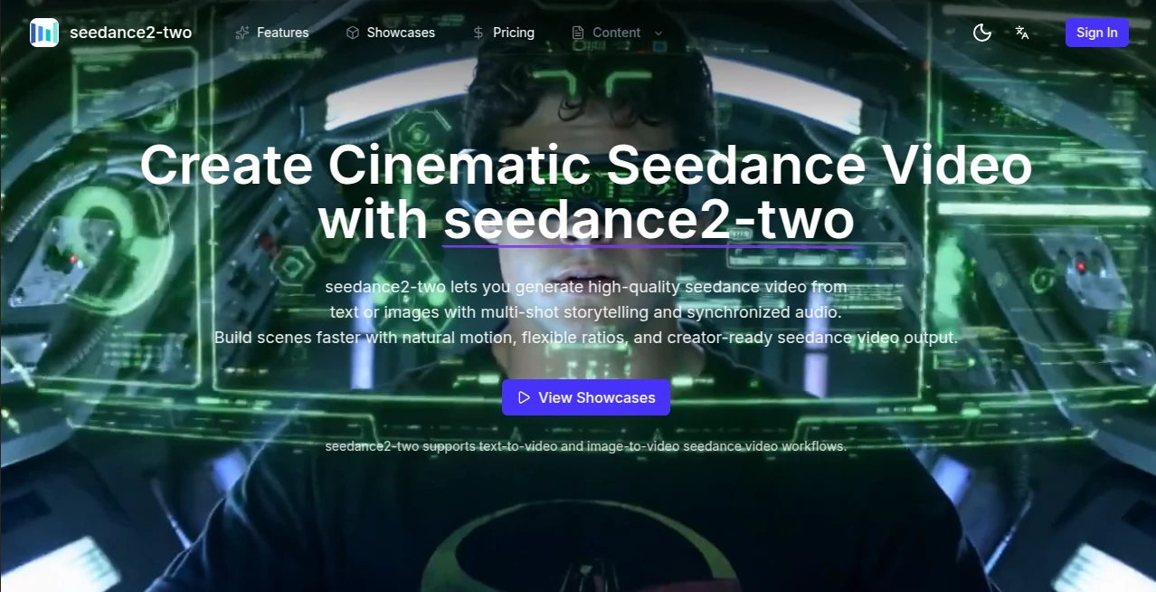 Screenshot of seedancetwo2.0 – An AI tool in the ,AI SEO Assistant ,AI Marketing Plan Generator ,AI Digital Marketing Generator ,AI E-commerce Assistant  category, showcasing its interface and key features.