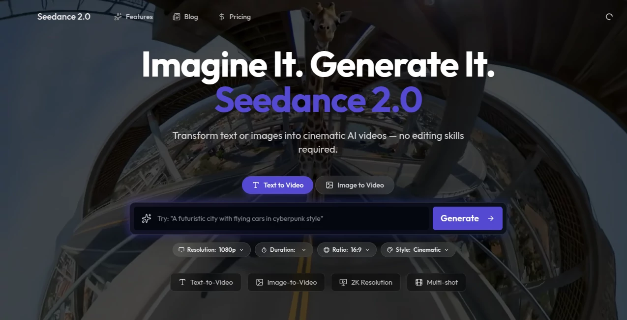 Screenshot of Seedance 2.0 – An AI tool in the ,AI Animated Video ,AI Image to Video ,AI Video Generator ,AI Text to Video  category, showcasing its interface and key features.
