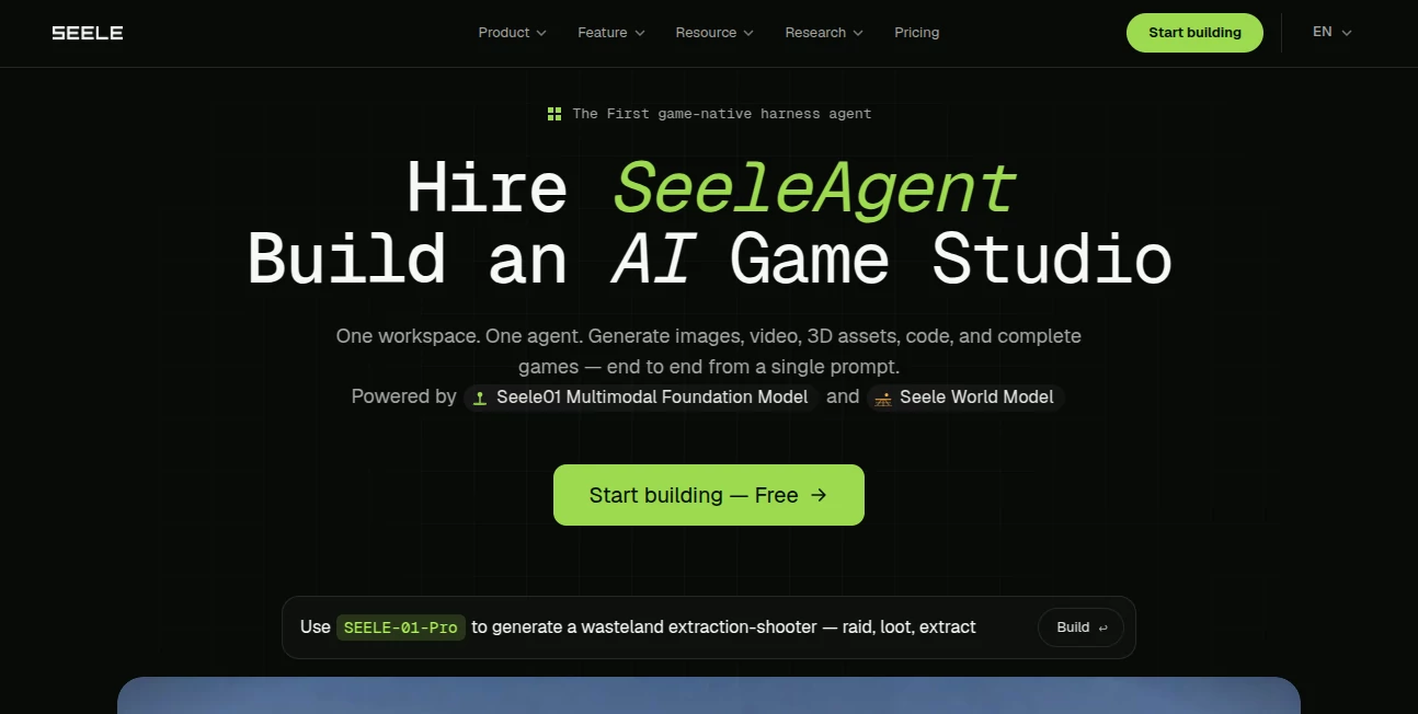 Screenshot of Seele AI – An AI tool in the ,AI Game ,AI 3D Model Generator ,AI Content Generator ,AI No-Code & Low-Code  category, showcasing its interface and key features.