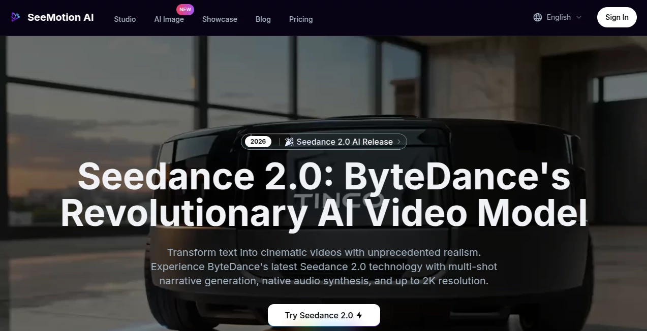 Screenshot of SeeMotion AI – An AI tool in the ,AI Image to Video ,AI Video Generator ,AI Video Editor ,AI Text to Video  category, showcasing its interface and key features.