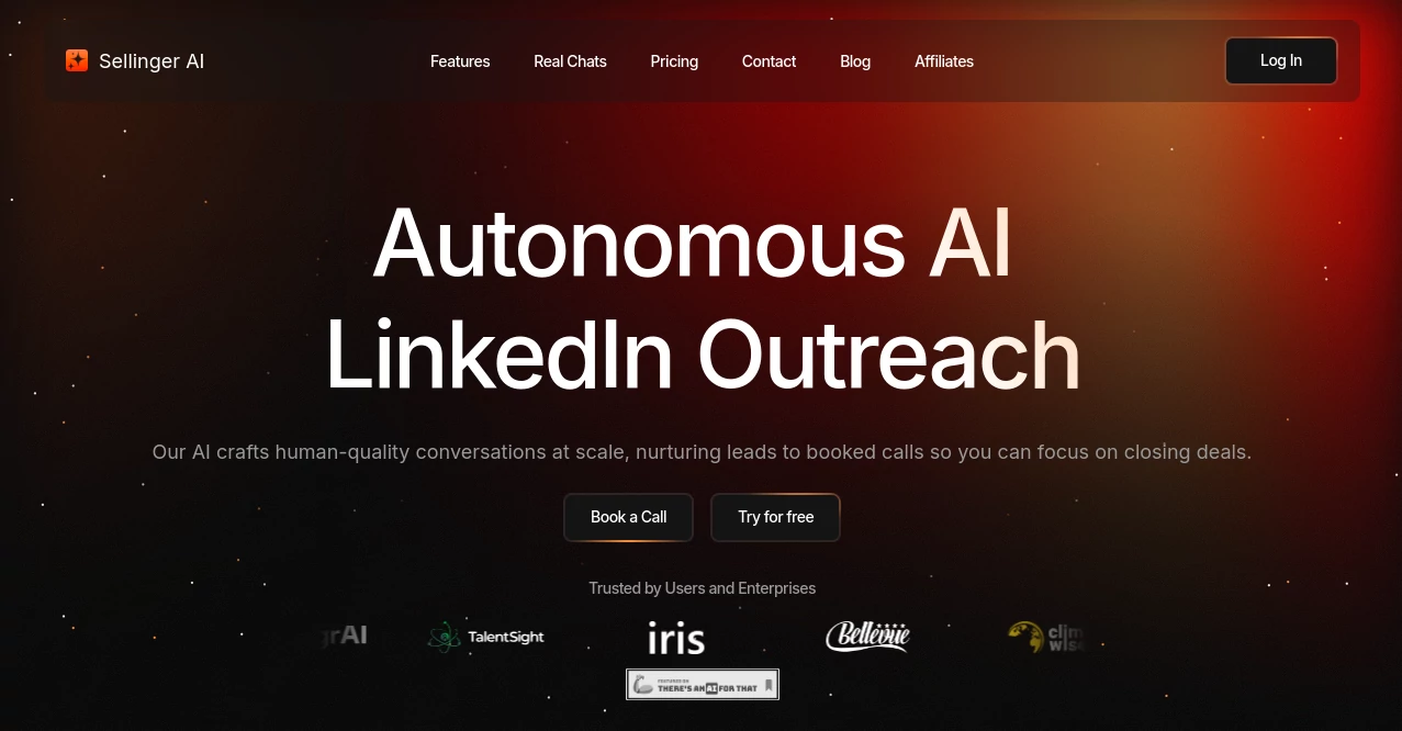 Screenshot of Sellinger AI – An AI tool in the ,AI Lead Generation ,AI Sales Assistant ,AI Recruiting ,AI Response Generator  category, showcasing its interface and key features.