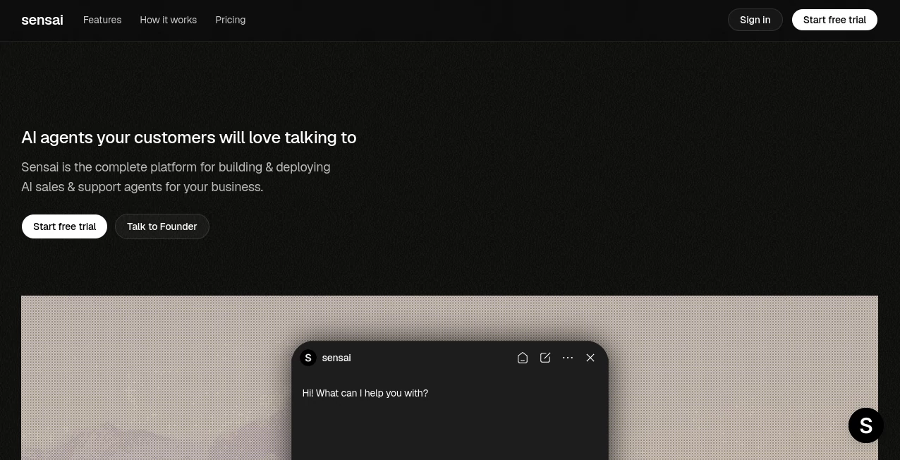 Screenshot of sensai – An AI tool in the ,AI Sales Assistant ,AI Customer Service Assistant ,AI Lead Generation ,AI Chatbot  category, showcasing its interface and key features.