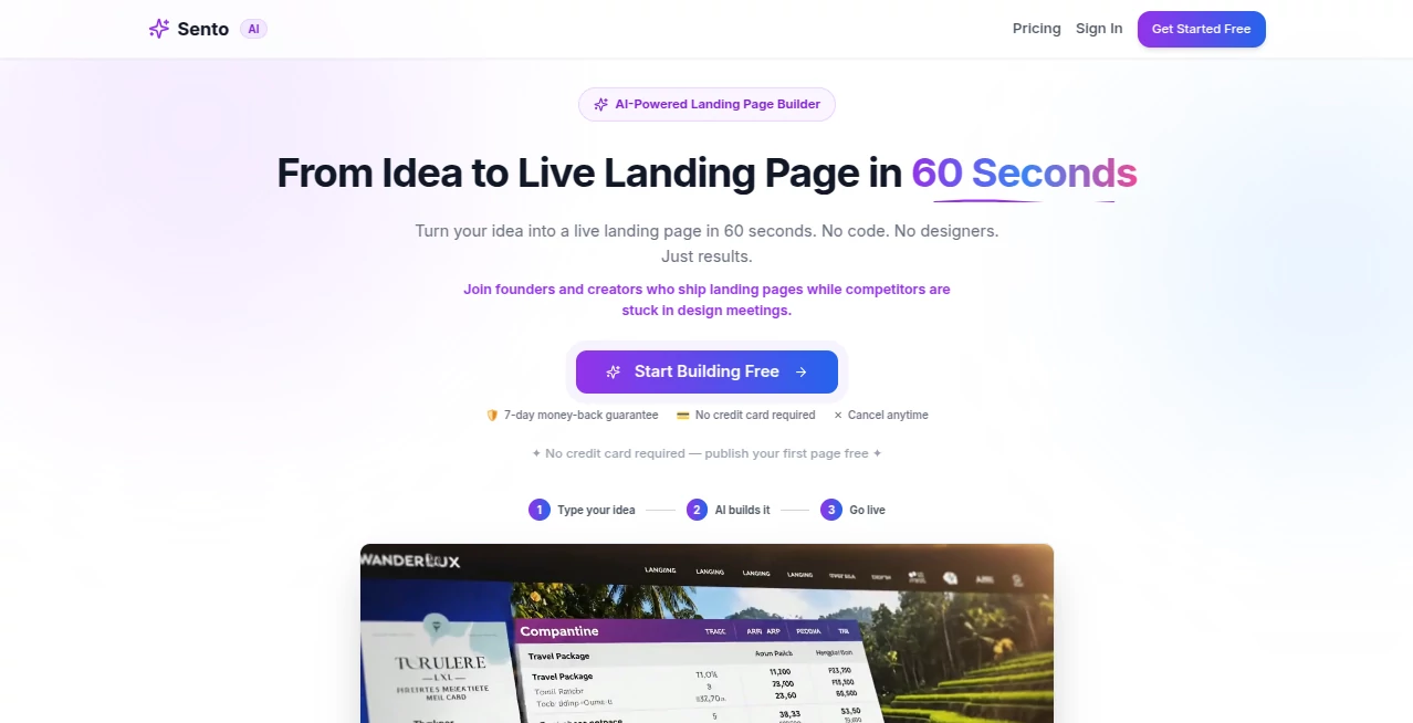 Screenshot of Sento AI – An AI tool in the ,AI Website Builder ,AI No-Code & Low-Code ,AI Design Generator ,AI Website Designer  category, showcasing its interface and key features.