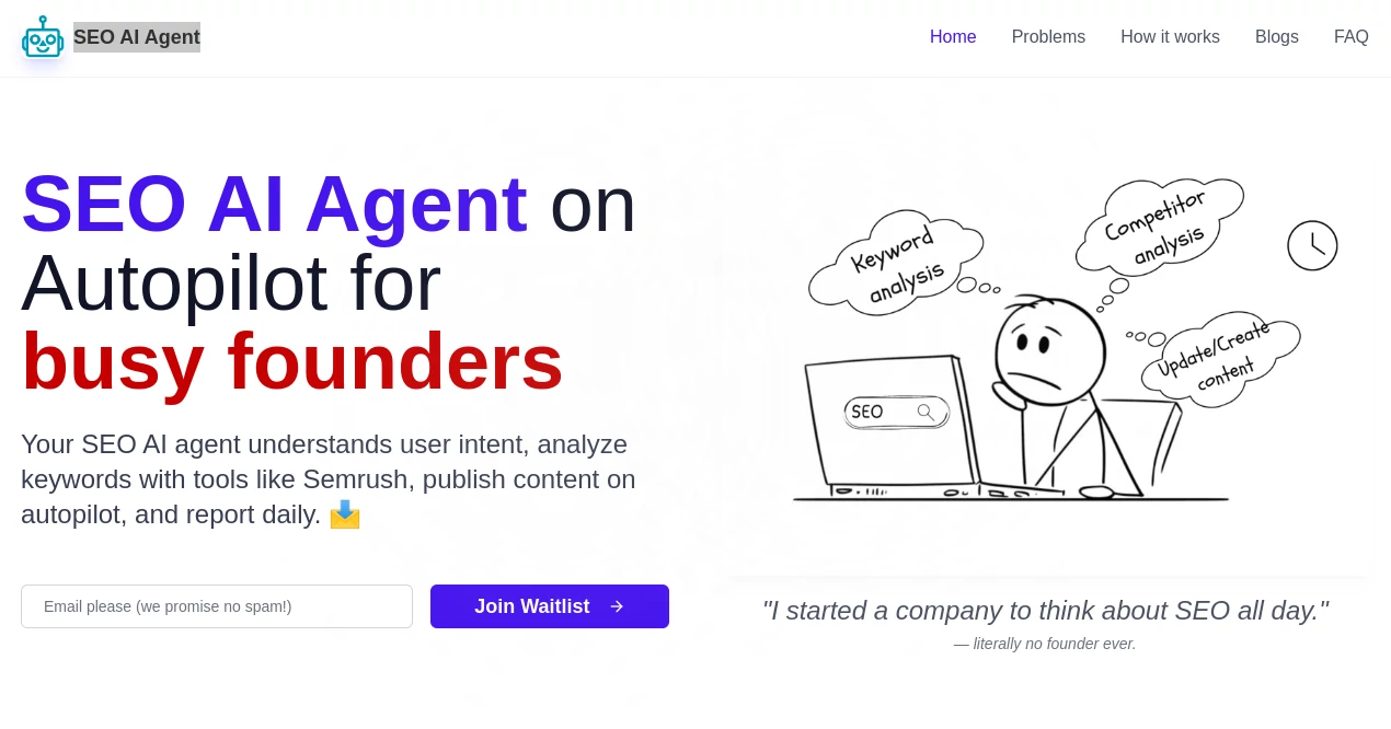 Screenshot of SEO AI Agent – An AI tool in the ,AI Analytics Assistant ,AI SEO Assistant ,AI Productivity Tools ,Marketing  category, showcasing its interface and key features.