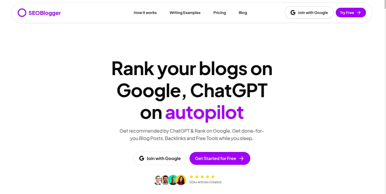 Screenshot of SEOBlogger AI – An AI tool in the ,AI Blog Writer ,AI Content Generator ,AI SEO Assistant ,AI Marketing Plan Generator  category, showcasing its interface and key features.