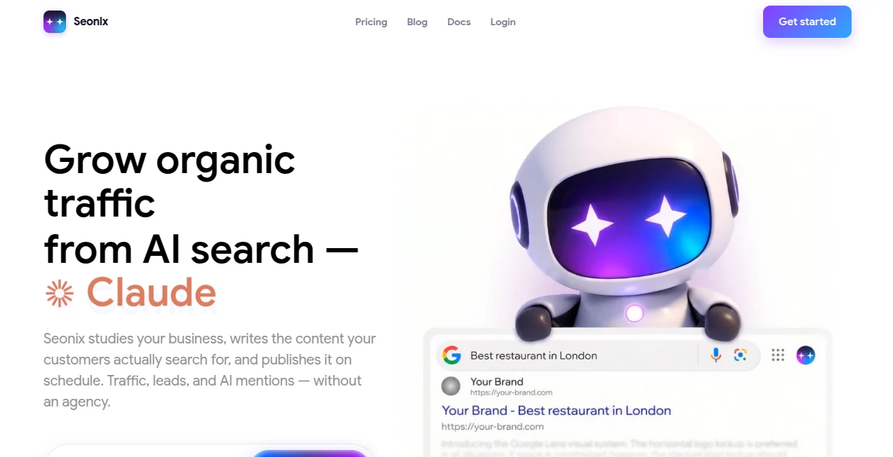 Screenshot of Seonix – An AI tool in the ,AI Blog Writer ,AI Content Generator ,AI SEO Assistant ,AI Marketing Plan Generator  category, showcasing its interface and key features.
