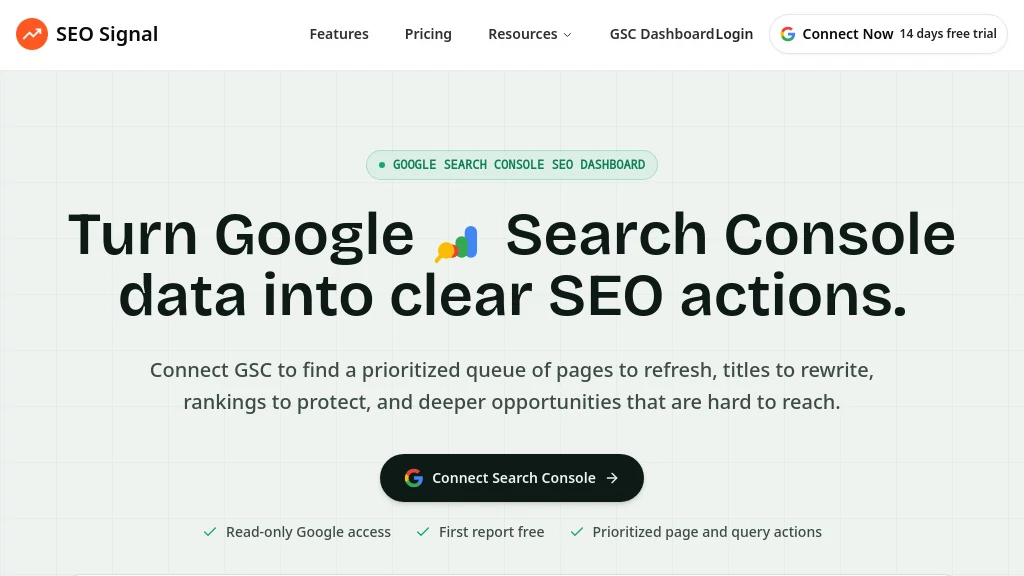 Screenshot of SEO Signal – An AI tool in the ,AI Research Tool ,AI Analytics Assistant ,AI SEO Assistant ,Marketing  category, showcasing its interface and key features.